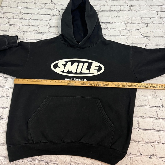 Don't Forget to Smile Heavy Fleece Hoodie Grunge Size XL - Picture 10 of 11